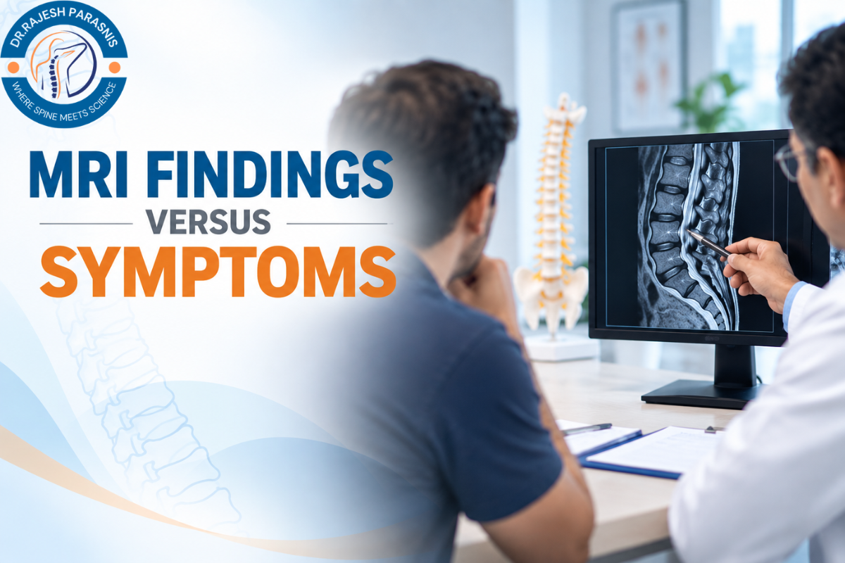 Patient discussing spine MRI findings and symptoms with a spine specialist in Pune